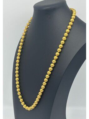 Vintage Trifari Necklace 8mm Gold-Tone Beads With Florentine Diamond Cut Pattern